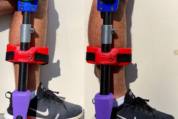 Features actuator, tube clamp, support brace, strap, passive ankle, and temporary foot platform.