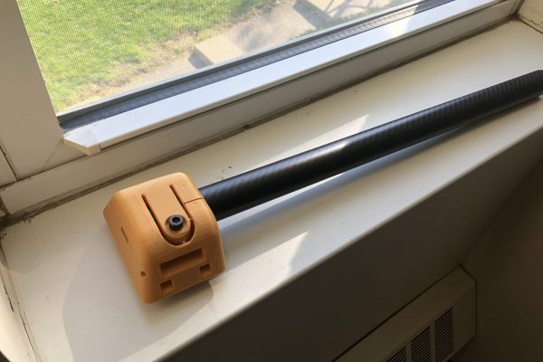 First prototype of composite carbon fiber frame with adjustable segment.